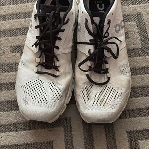 On Running White and Black Athletic Shoes with Breathable Mesh